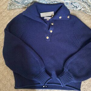 Women's XS Jcrew Original Ribbed Cotton Button Collar Sweater